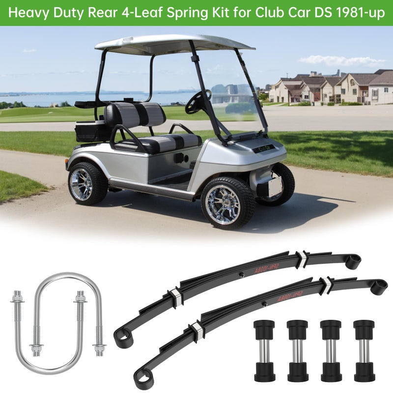 10L0L Heavy Duty Rear Spring Kit for Club Car DS 1981-up Golf Cart, 4 Leafs Spring with Bushings Spacers & U Bolts, OEM# 102006501 1014675 1011149 - Image 3